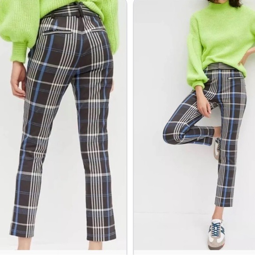 ANTHROPOLOGIE Womens Sz 2 Pants‎ The Essential Slim Multicolor Plaid Ankle